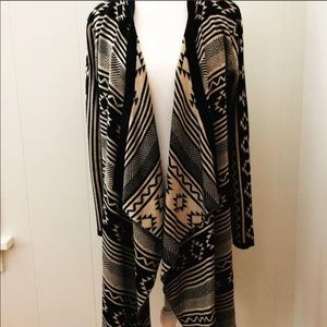Cotton On Open Front Duster Cardigan Aztec Boho M